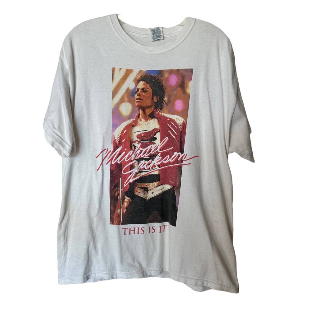 Vintage Reprint Michael Jackson This is It White Band Tee large